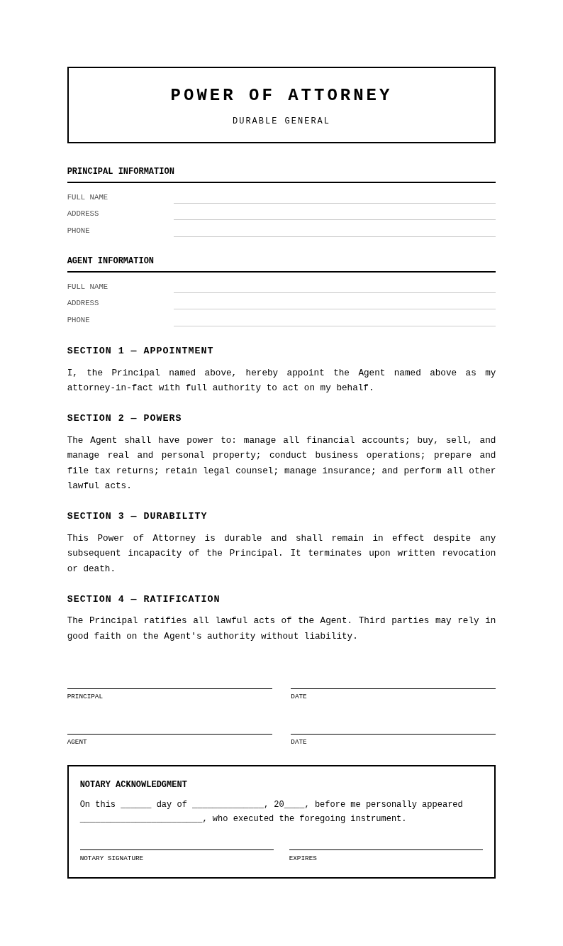 Monochrome Formal Power of Attorney